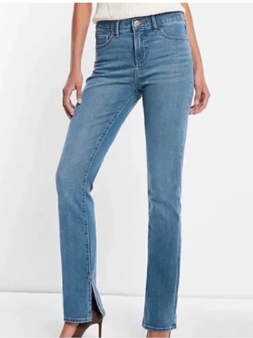 House of Harlow High Rise Straight Jeans Sz 27 Split Hem Medium wash 100% Cotton